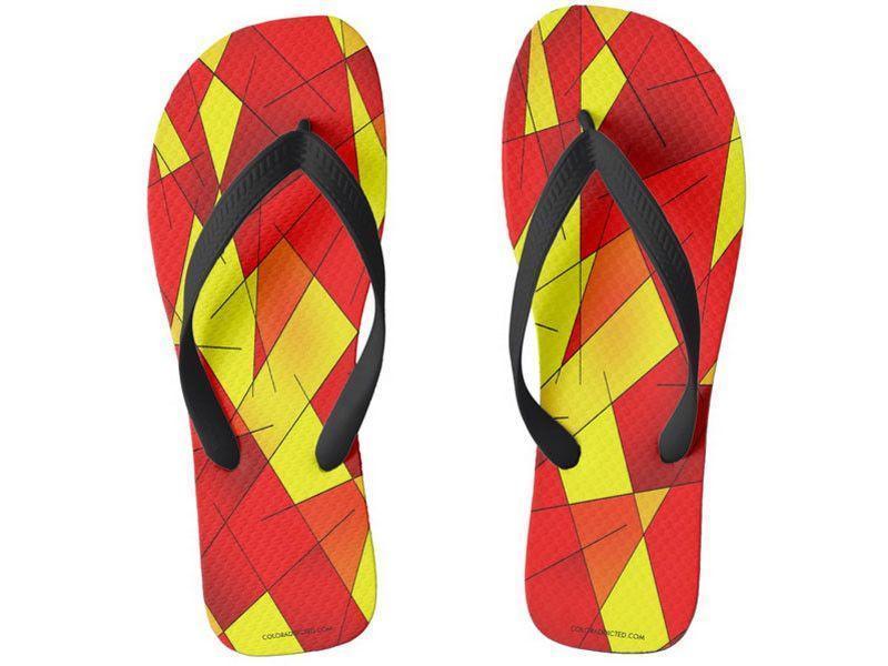 Flip Flops-ABSTRACT LINES #1 Wide-Strap Flip Flops-Reds &amp; Oranges &amp; Yellows-from COLORADDICTED.COM-