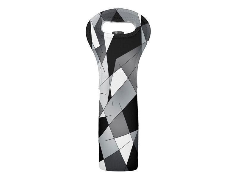 Wine Totes-ABSTRACT LINES #1 Wine Totes-Black &amp; Grays &amp; White-from COLORADDICTED.COM-