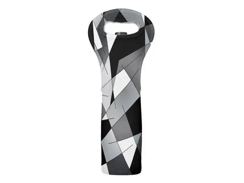 Wine Totes-ABSTRACT LINES #1 Wine Totes-Black & Grays & White-from COLORADDICTED.COM-