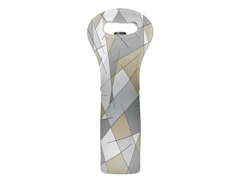 Wine Totes-ABSTRACT LINES #1 Wine Totes-Grays & Beiges-from COLORADDICTED.COM-