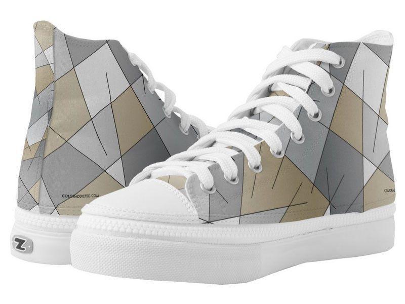 ZipZ High-Top Sneakers-ABSTRACT LINES #1 ZipZ High-Top Sneakers-Grays &amp; Beiges-from COLORADDICTED.COM-