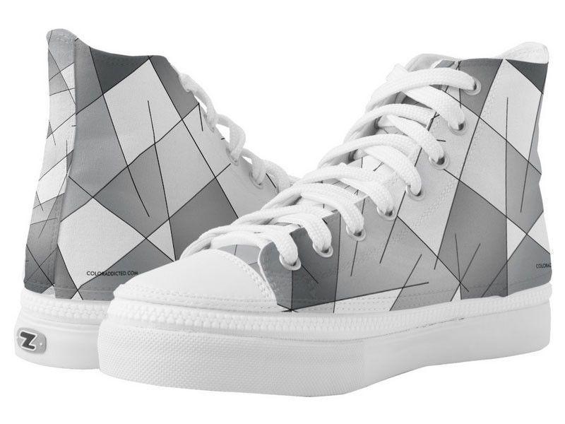 ZipZ High-Top Sneakers-ABSTRACT LINES #1 ZipZ High-Top Sneakers-Grays &amp; White-from COLORADDICTED.COM-