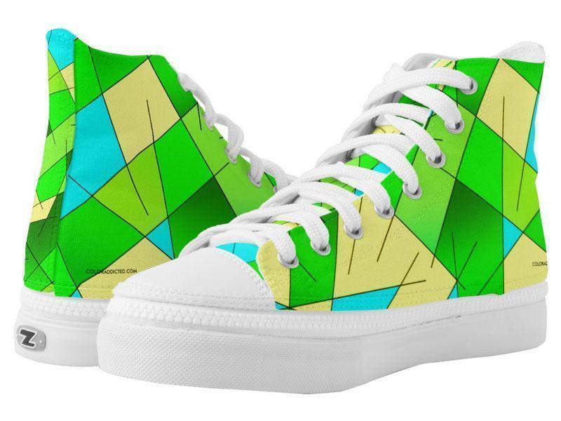 ZipZ High-Top Sneakers-ABSTRACT LINES #1 ZipZ High-Top Sneakers-Greens &amp; Yellows &amp; Light Blues-from COLORADDICTED.COM-