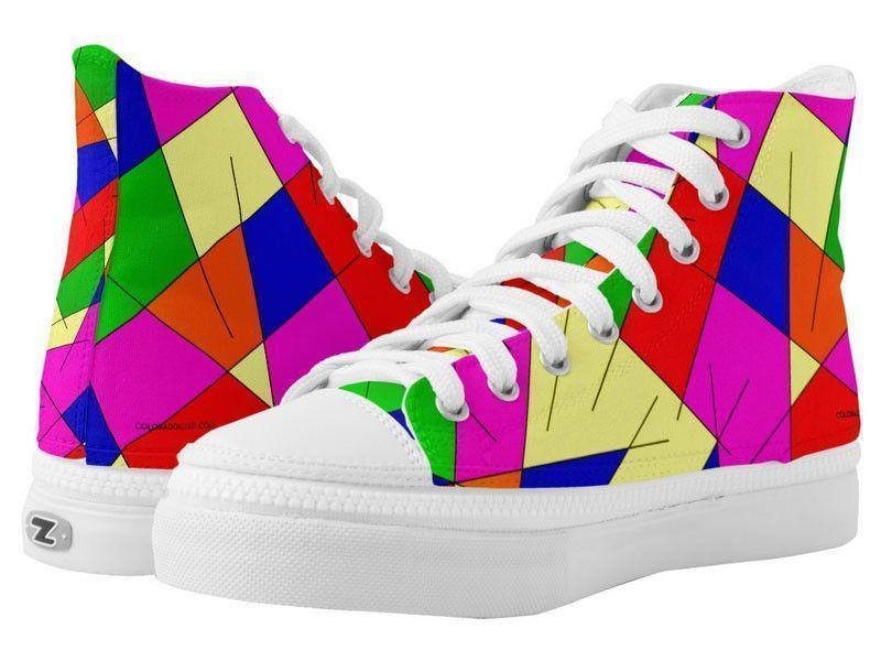 ZipZ High-Top Sneakers-ABSTRACT LINES #1 ZipZ High-Top Sneakers-Multicolor Bright-from COLORADDICTED.COM-