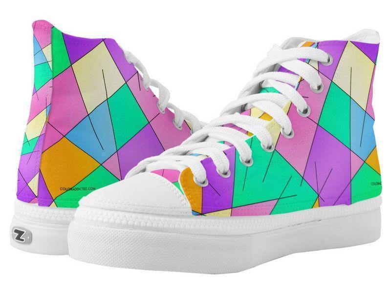 ZipZ High-Top Sneakers-ABSTRACT LINES #1 ZipZ High-Top Sneakers-Multicolor Light-from COLORADDICTED.COM-