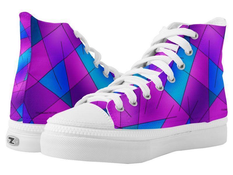 ZipZ High-Top Sneakers-ABSTRACT LINES #1 ZipZ High-Top Sneakers-Purples &amp; Violets &amp; Fuchsias &amp; Turquoises-from COLORADDICTED.COM-