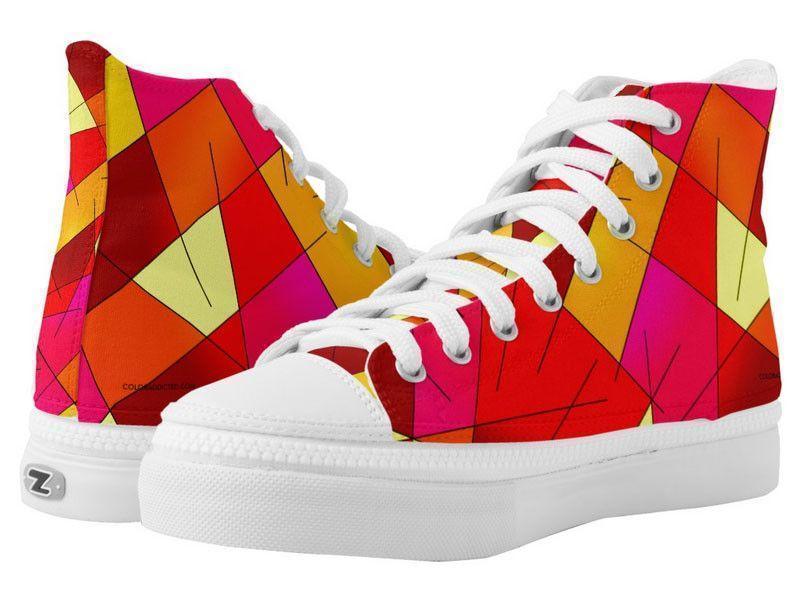 ZipZ High-Top Sneakers-ABSTRACT LINES #1 ZipZ High-Top Sneakers-Reds &amp; Oranges &amp; Yellows &amp; Fuchsias-from COLORADDICTED.COM-