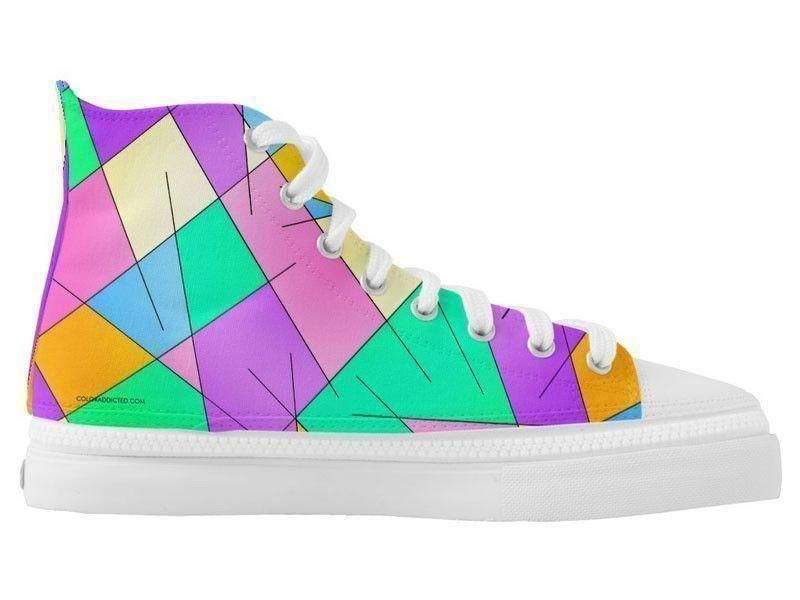 ZipZ High-Top Sneakers-ABSTRACT LINES #1 ZipZ High-Top Sneakers-Multicolor Light-from COLORADDICTED.COM-