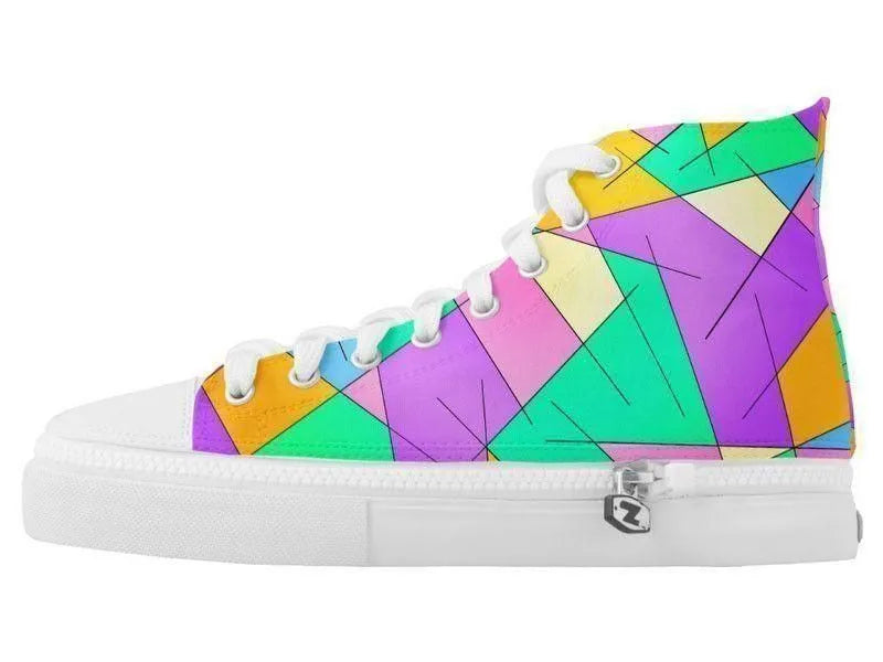 ZipZ High-Top Sneakers-ABSTRACT LINES #1 ZipZ High-Top Sneakers-from COLORADDICTED.COM-