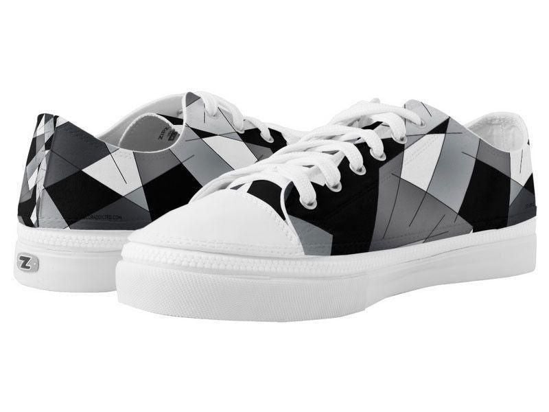 ZipZ Low-Top Sneakers-ABSTRACT LINES #1 ZipZ Low-Top Sneakers-Black &amp; Grays &amp; White-from COLORADDICTED.COM-