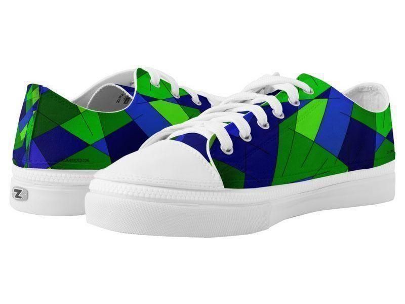 ZipZ Low-Top Sneakers-ABSTRACT LINES #1 ZipZ Low-Top Sneakers-Blues &amp; Greens-from COLORADDICTED.COM-