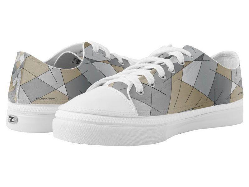 ZipZ Low-Top Sneakers-ABSTRACT LINES #1 ZipZ Low-Top Sneakers-Grays &amp; Beiges-from COLORADDICTED.COM-