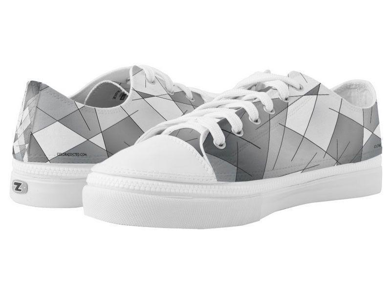 ZipZ Low-Top Sneakers-ABSTRACT LINES #1 ZipZ Low-Top Sneakers-Grays &amp; White-from COLORADDICTED.COM-