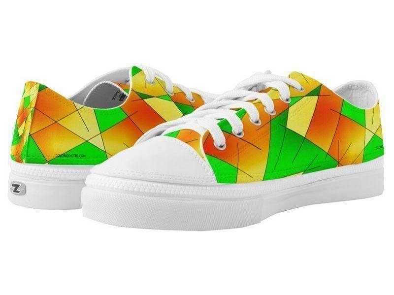 ZipZ Low-Top Sneakers-ABSTRACT LINES #1 ZipZ Low-Top Sneakers-Greens &amp; Oranges &amp; Yellows-from COLORADDICTED.COM-