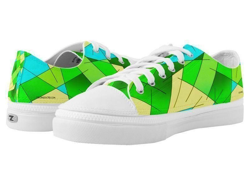 ZipZ Low-Top Sneakers-ABSTRACT LINES #1 ZipZ Low-Top Sneakers-Greens &amp; Yellows &amp; Light Blues-from COLORADDICTED.COM-