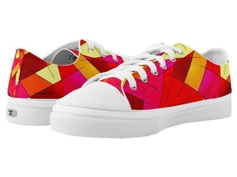 ZipZ Low-Top Sneakers-ABSTRACT LINES #1 ZipZ Low-Top Sneakers-Reds & Oranges & Yellows & Fuchsias-from COLORADDICTED.COM-