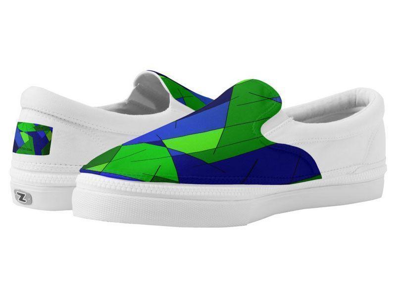 ZipZ Slip-On Sneakers-ABSTRACT LINES #1 ZipZ Slip-On Sneakers-Blues &amp; Greens-from COLORADDICTED.COM-