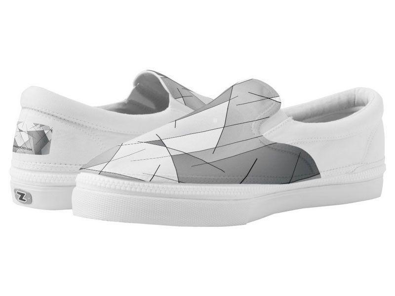 ZipZ Slip-On Sneakers-ABSTRACT LINES #1 ZipZ Slip-On Sneakers-Grays &amp; White-from COLORADDICTED.COM-