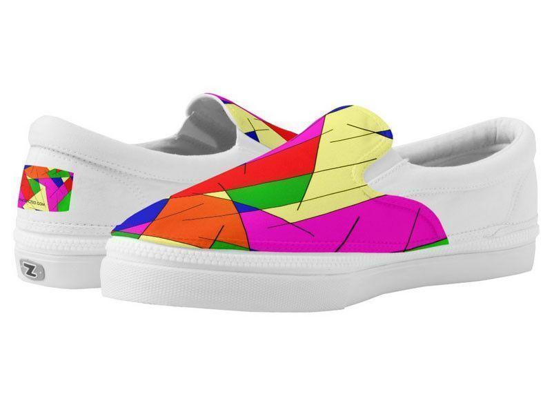 ZipZ Slip-On Sneakers-ABSTRACT LINES #1 ZipZ Slip-On Sneakers-Multicolor Bright-from COLORADDICTED.COM-