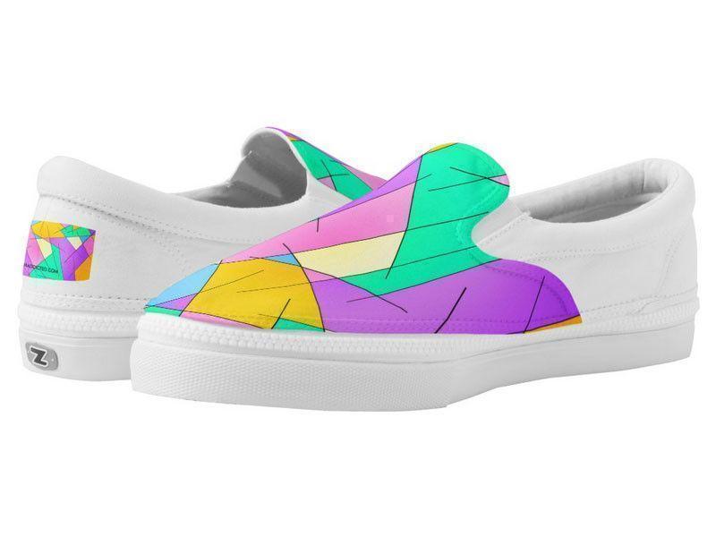 ZipZ Slip-On Sneakers-ABSTRACT LINES #1 ZipZ Slip-On Sneakers-Multicolor Light-from COLORADDICTED.COM-