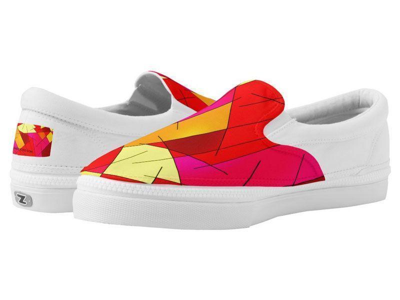 ZipZ Slip-On Sneakers-ABSTRACT LINES #1 ZipZ Slip-On Sneakers-Reds &amp; Oranges &amp; Yellows &amp; Fuchsias-from COLORADDICTED.COM-