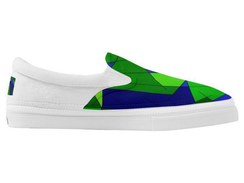 ZipZ Slip-On Sneakers-ABSTRACT LINES #1 ZipZ Slip-On Sneakers-Blues & Greens-from COLORADDICTED.COM-