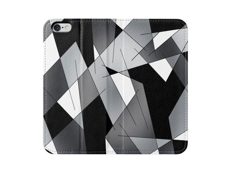 iPhone Wallets-ABSTRACT LINES #1 iPhone Wallets-Black &amp; Grays &amp; White-from COLORADDICTED.COM-