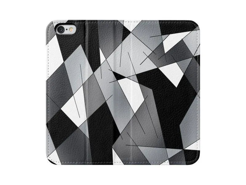 iPhone Wallets-ABSTRACT LINES #1 iPhone Wallets-Black & Grays & White-from COLORADDICTED.COM-