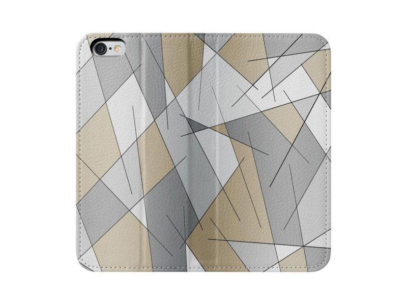 iPhone Wallets-ABSTRACT LINES #1 iPhone Wallets-Grays &amp; Beiges-from COLORADDICTED.COM-