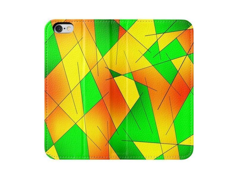 iPhone Wallets-ABSTRACT LINES #1 iPhone Wallets-Greens &amp; Oranges &amp; Yellows-from COLORADDICTED.COM-