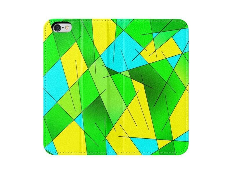 iPhone Wallets-ABSTRACT LINES #1 iPhone Wallets-Greens &amp; Yellows &amp; Light Blues-from COLORADDICTED.COM-
