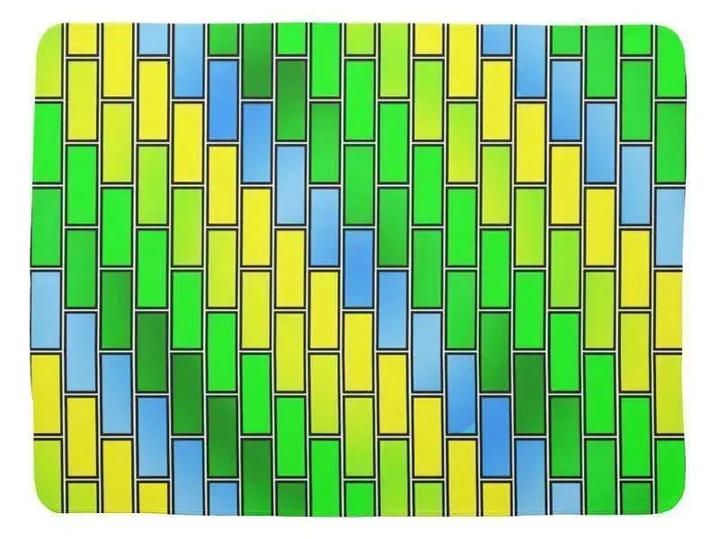 Baby Blankets-BRICK WALL #2 Baby Blankets-Greens, Yellows & Light Blues-from COLORADDICTED.COM-