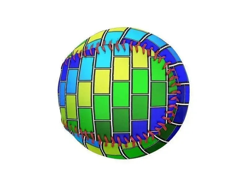 Baseballs-BRICK WALL #2 Baseballs-Blues & Greens-from COLORADDICTED.COM-