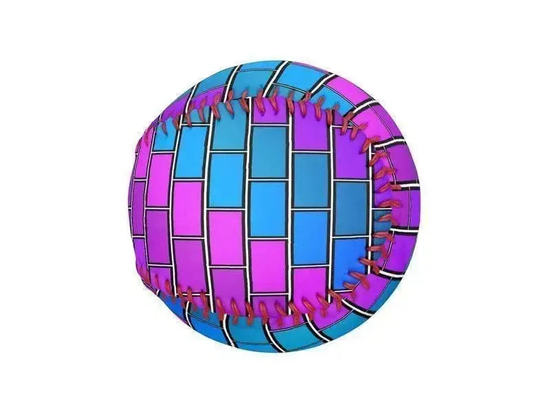 Baseballs-BRICK WALL #2 Baseballs-Purples & Violets & Fuchsias & Turquoises-from COLORADDICTED.COM-