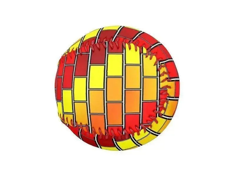 Baseballs-BRICK WALL #2 Baseballs-Reds & Oranges & Yellows-from COLORADDICTED.COM-