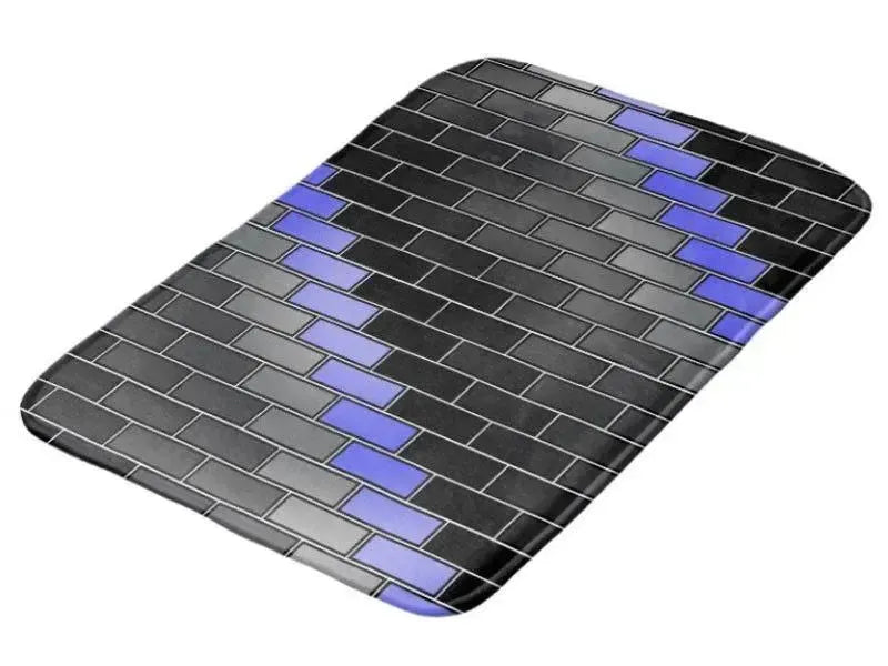 Bath Mats-BRICK WALL #2 Bath Mats-Black, Grays & Light Blues-from COLORADDICTED.COM-