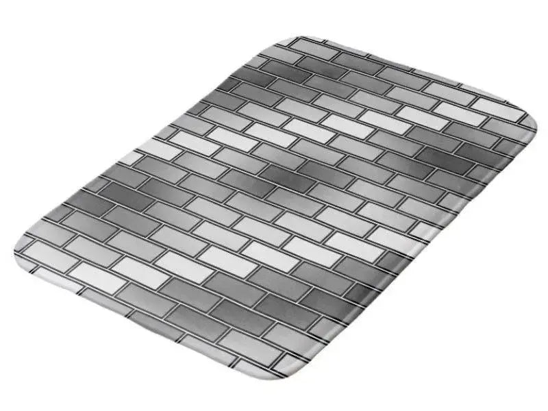 Bath Mats-BRICK WALL #2 Bath Mats-Grays & White-from COLORADDICTED.COM-