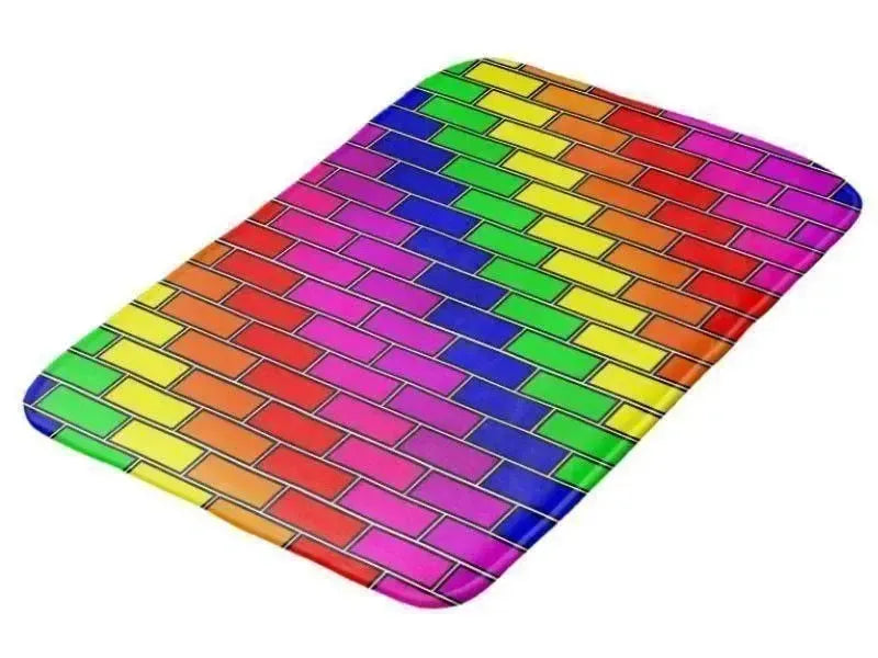 Bath Mats-BRICK WALL #2 Bath Mats-Multicolor Bright-from COLORADDICTED.COM-