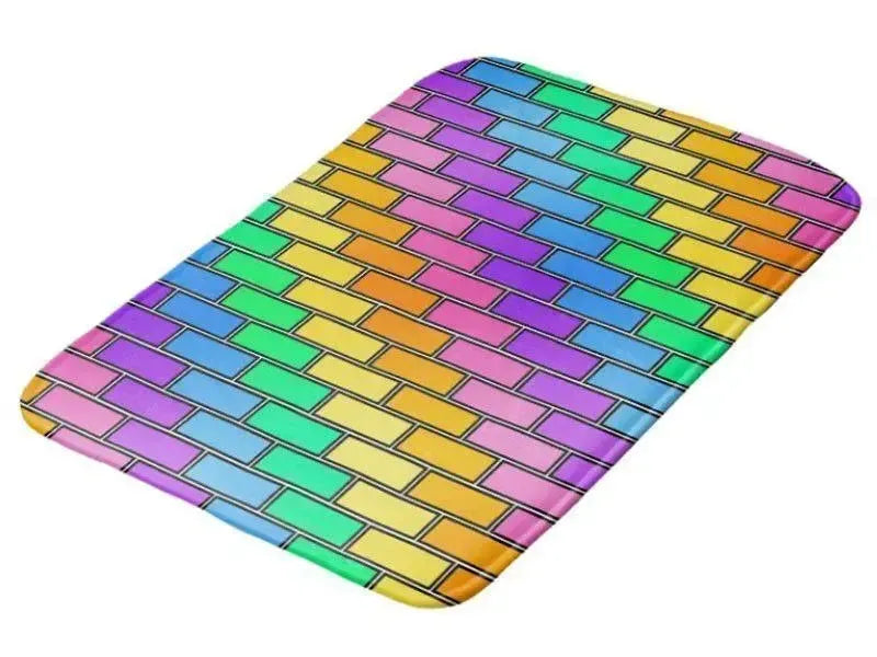 Bath Mats-BRICK WALL #2 Bath Mats-Multicolor Light-from COLORADDICTED.COM-