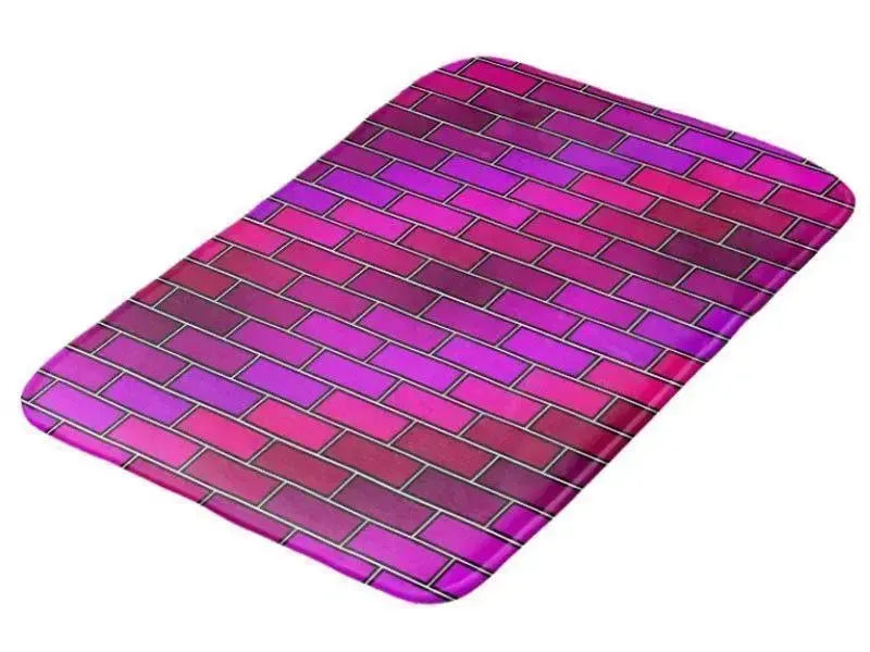 Bath Mats-BRICK WALL #2 Bath Mats-Purples, Fuchsias, Violets & Magentas-from COLORADDICTED.COM-