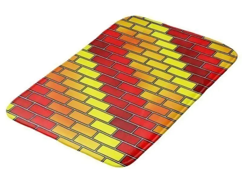 Bath Mats-BRICK WALL #2 Bath Mats-Reds, Oranges & Yellows-from COLORADDICTED.COM-