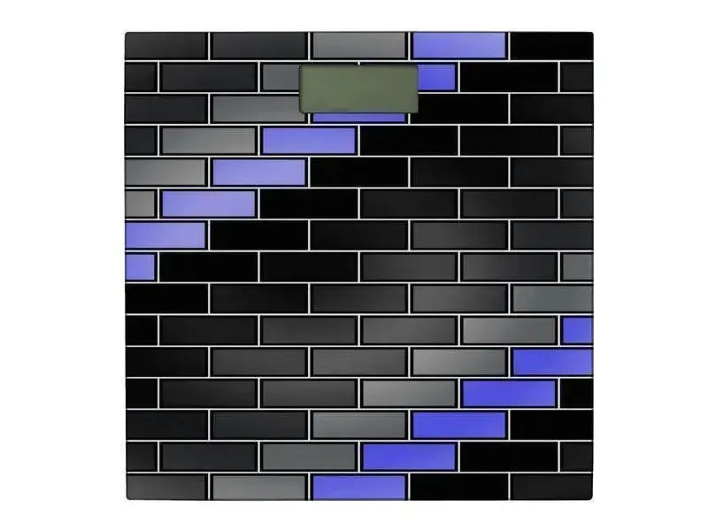 Bathroom Scales-BRICK WALL #2 Bathroom Scales-Black, Grays & Light Blues-from COLORADDICTED.COM-