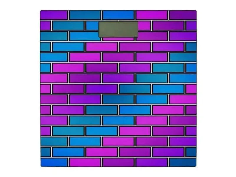 Bathroom Scales-BRICK WALL #2 Bathroom Scales-Purples, Violets, Fuchsias & Turquoises-from COLORADDICTED.COM-