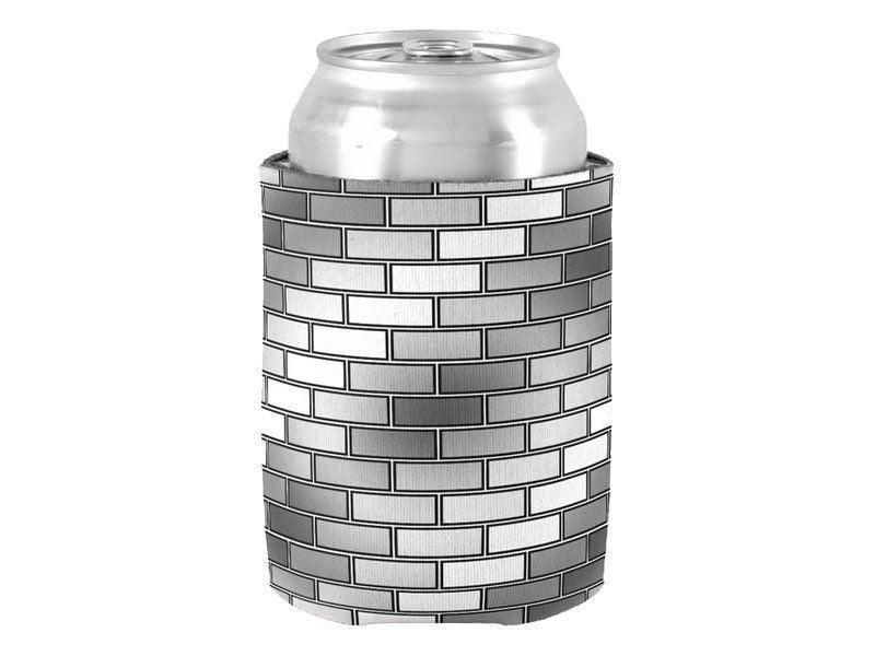 Can Cooler Sleeves – Can Koozies-BRICK WALL #2 Bottle &amp; Can Cooler Sleeves – Bottle &amp; Can Koozies-Grays &amp; White-from COLORADDICTED.COM-