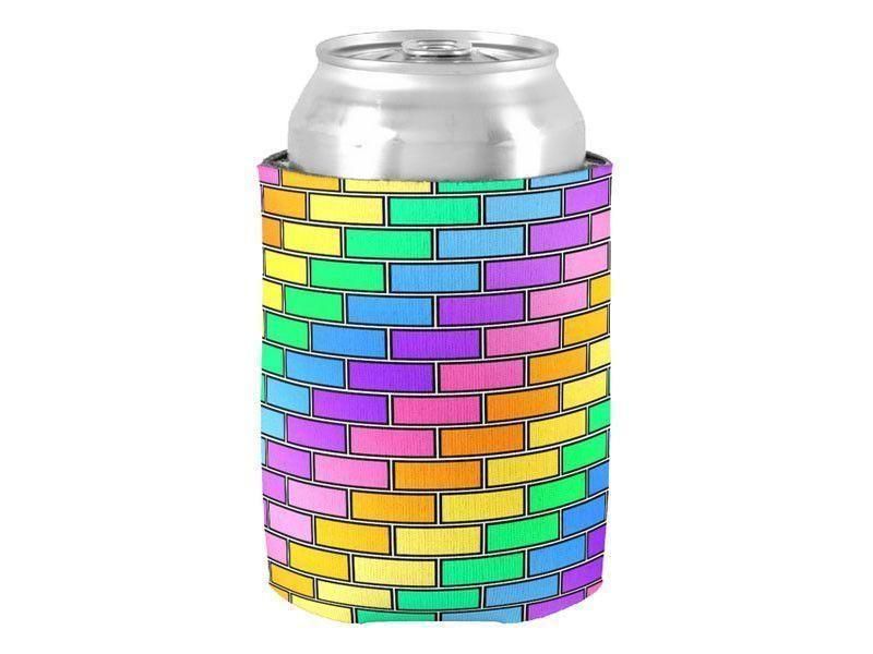 Can Cooler Sleeves – Can Koozies-BRICK WALL #2 Bottle &amp; Can Cooler Sleeves – Bottle &amp; Can Koozies-Multicolor Light-from COLORADDICTED.COM-