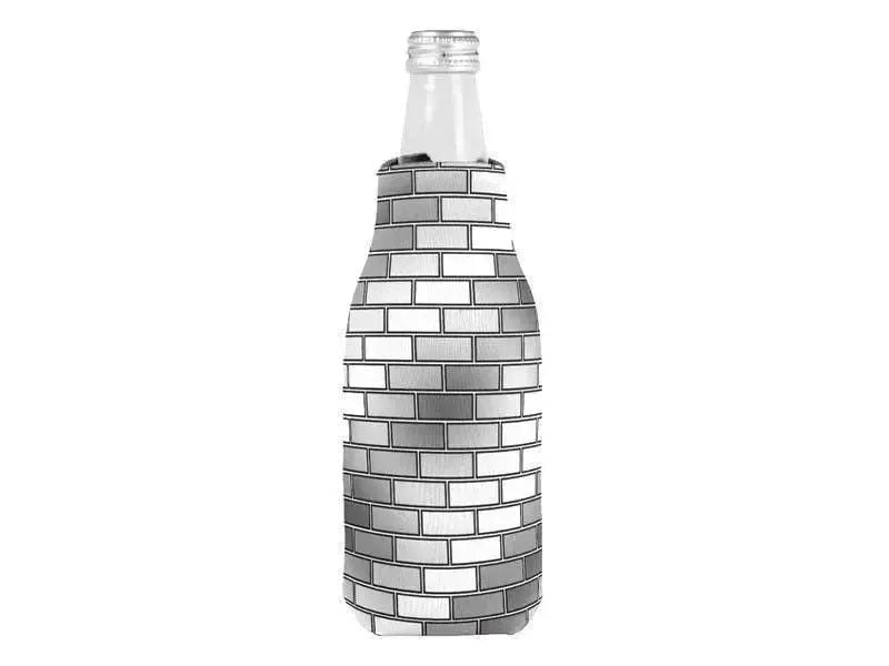 Bottle Cooler Sleeves – Bottle Koozies-BRICK WALL #2 Bottle Cooler Sleeves – Bottle Koozies-Grays & White-from COLORADDICTED.COM-