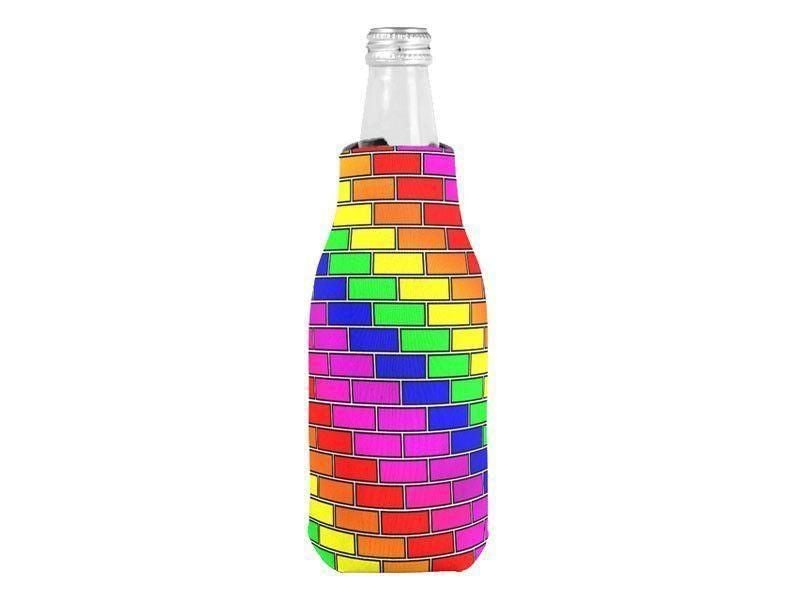 Bottle Cooler Sleeves – Bottle Koozies-BRICK WALL #2 Bottle Cooler Sleeves – Bottle Koozies-Multicolor Bright-from COLORADDICTED.COM-