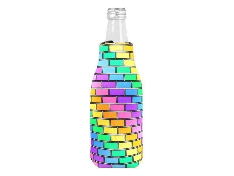 Bottle Cooler Sleeves – Bottle Koozies-BRICK WALL #2 Bottle Cooler Sleeves – Bottle Koozies-Multicolor Light-from COLORADDICTED.COM-