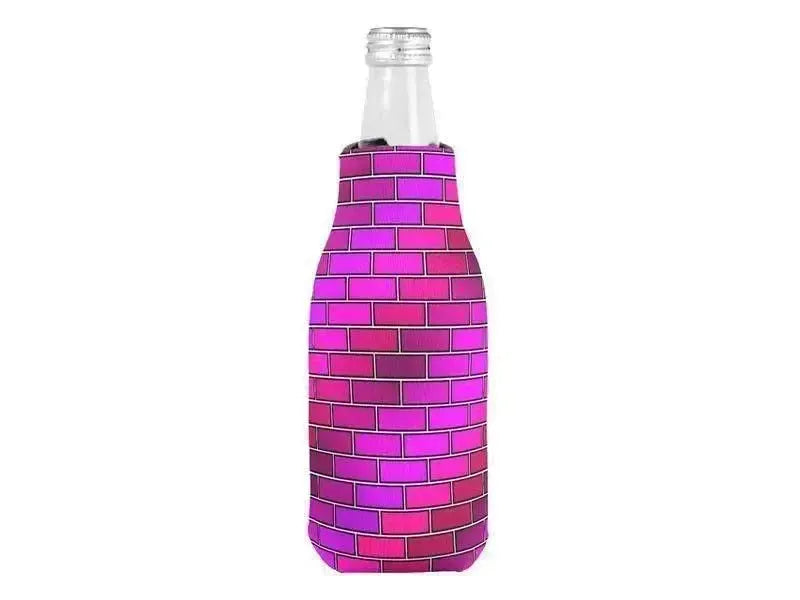 Bottle Cooler Sleeves – Bottle Koozies-BRICK WALL #2 Bottle Cooler Sleeves – Bottle Koozies-Purples & Fuchsias & Violets & Magentas-from COLORADDICTED.COM-
