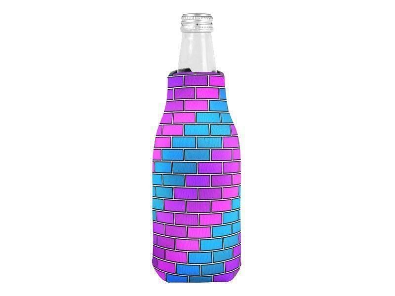 Bottle Cooler Sleeves – Bottle Koozies-BRICK WALL #2 Bottle Cooler Sleeves – Bottle Koozies-Purples &amp; Violets &amp; Fuchsias &amp; Turquoises-from COLORADDICTED.COM-